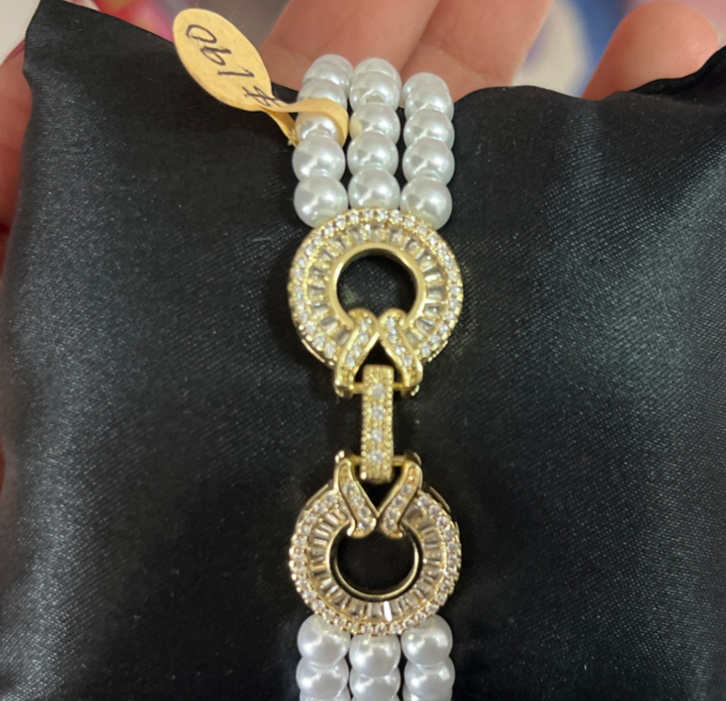 Pulsera oro laminado perla