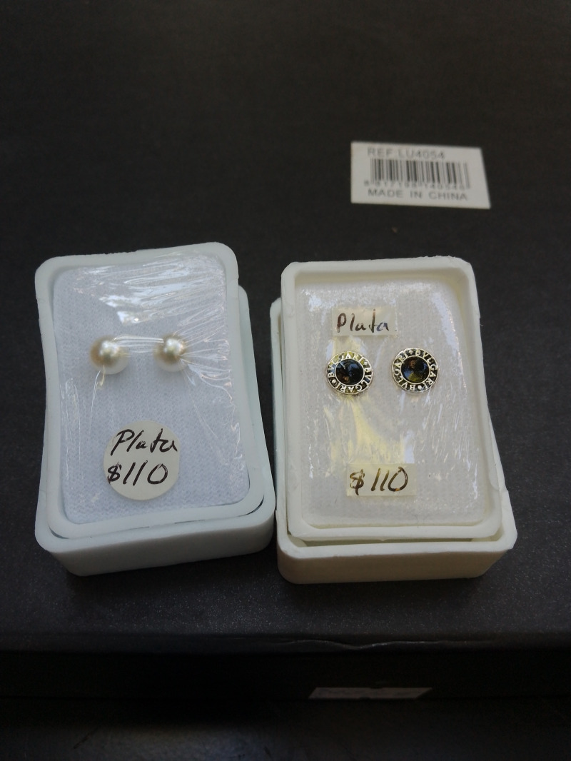 Broquel plata negro, perla
