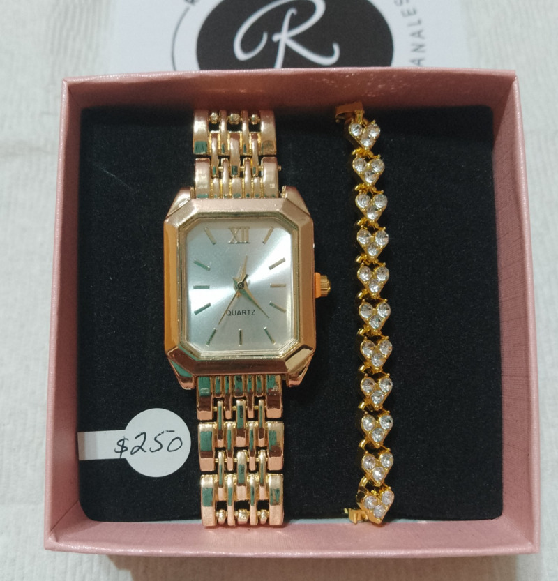 Reloj y pulsera oro laminado