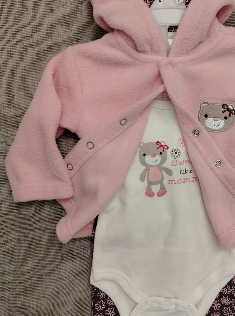 Set niña suéter rosa/pantalón/pañalero